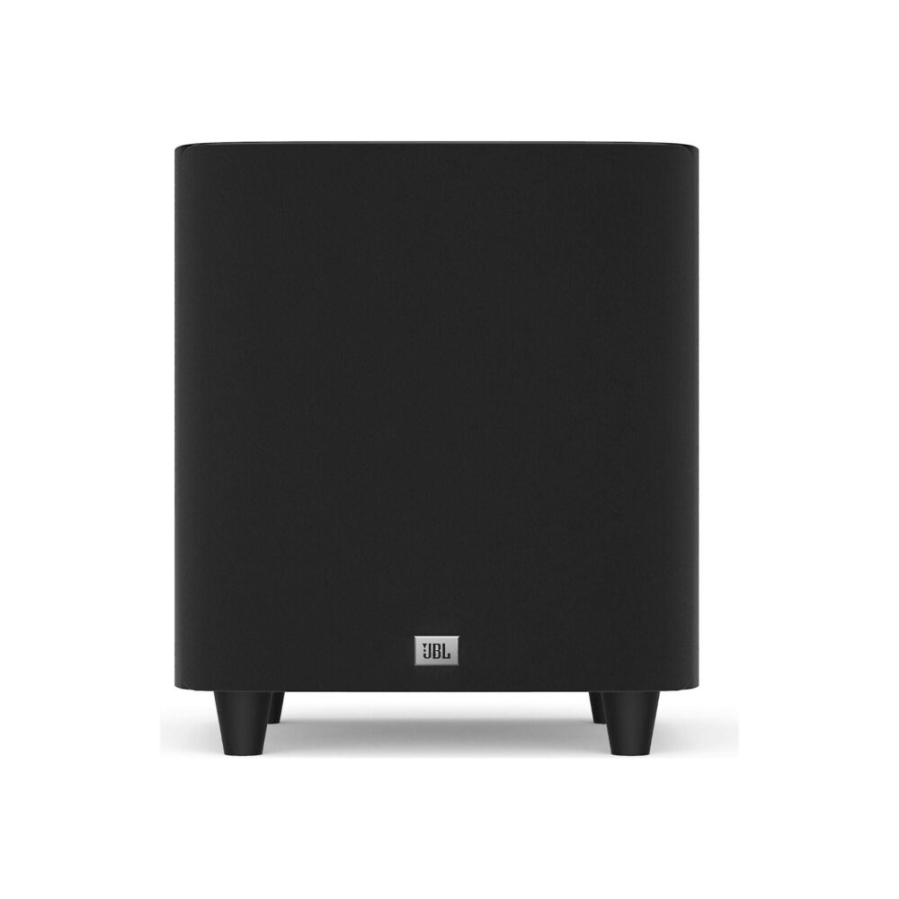 AVCore-JBL-Studio-P-Powered-Subwoofer-Front-Angled-View-With-Grille-Dark-Wood jpg