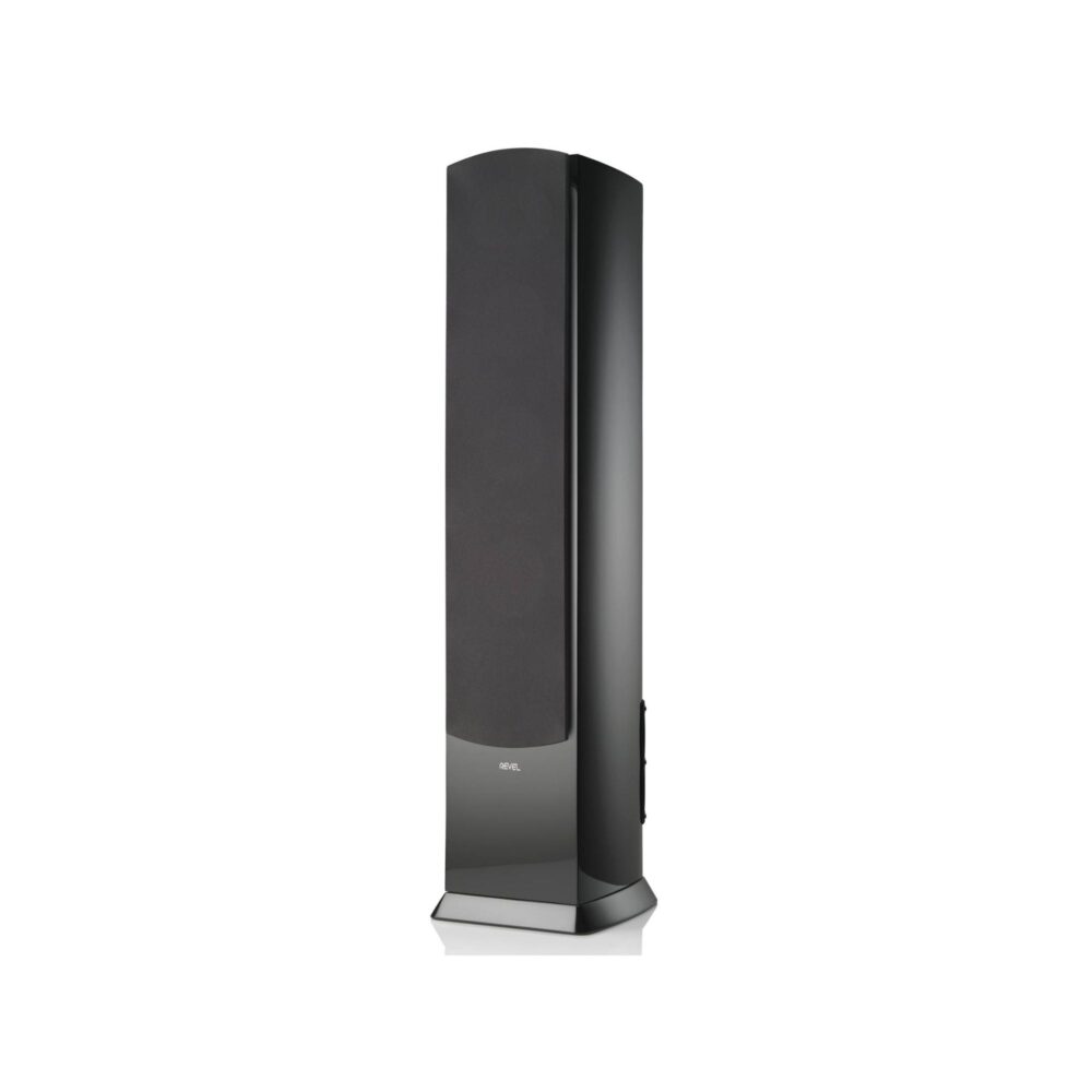 AVCore-Revel-PerformaBe-FBe-Floor-Standing-Speaker-Front-Angled-View-With-Grille-Black-Gloss jpg